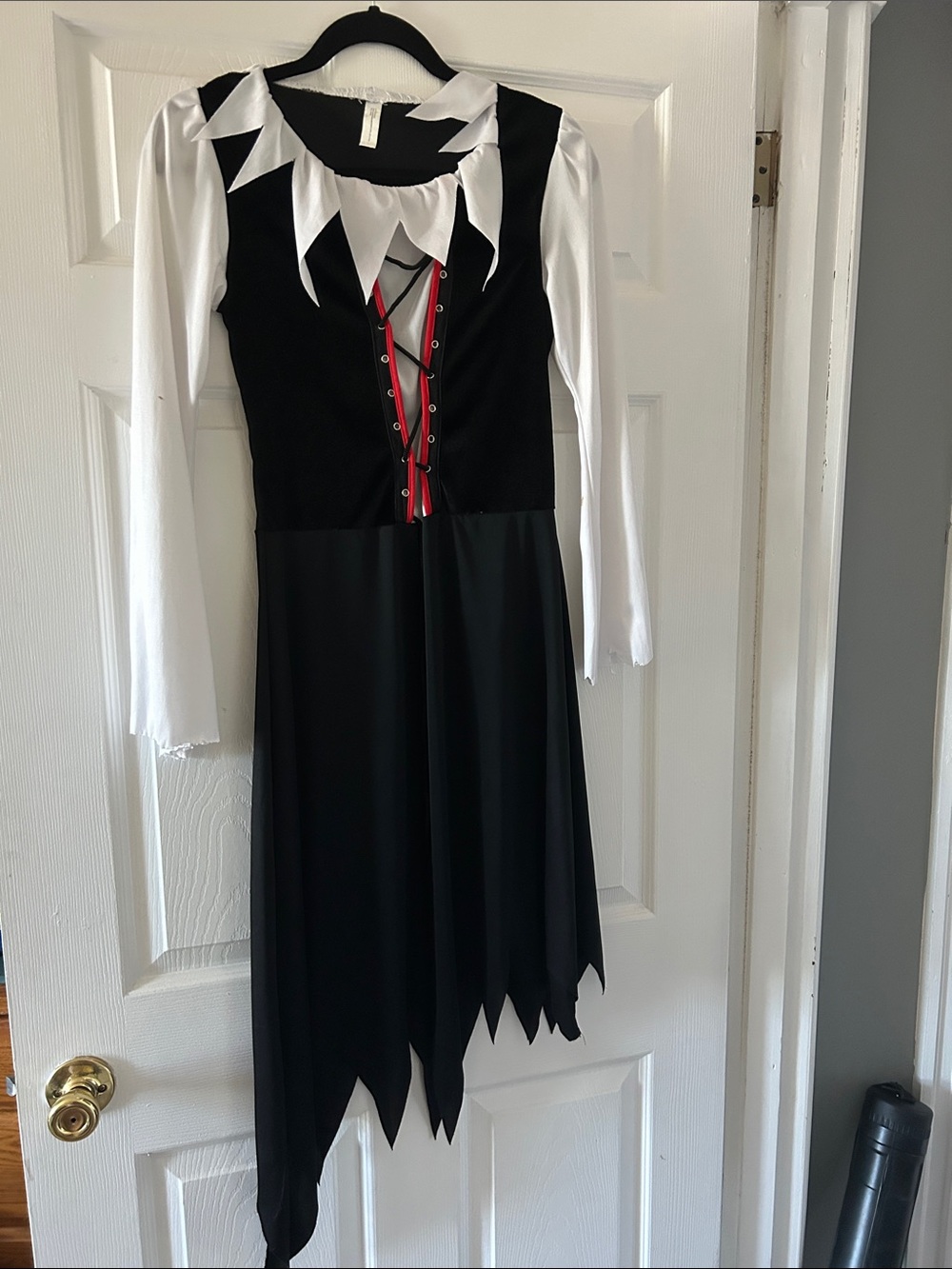 Black & White Pirate-Themed Kids Costume Dress with Red and black scarf